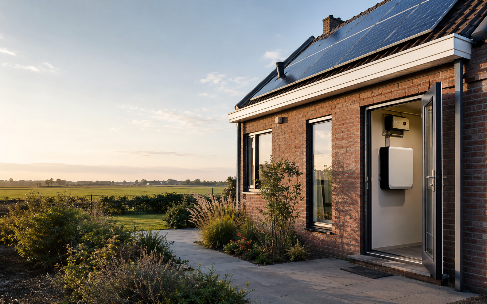 Nederlandse woning met zonnepanelen en een thuisbatterij